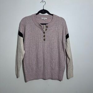 Madewell Pink and Cream Sweater